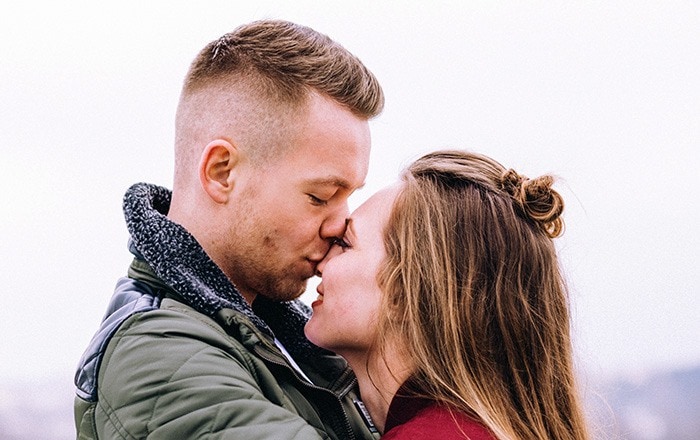 couple about to kiss