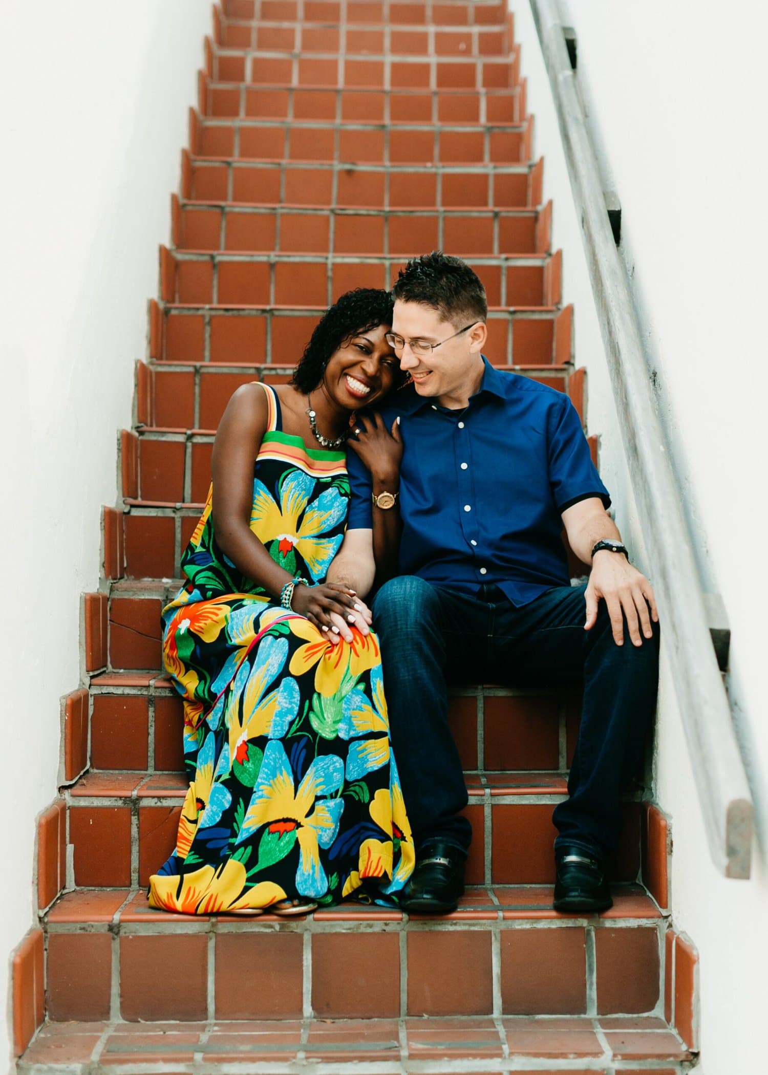 couple sitting on stairway