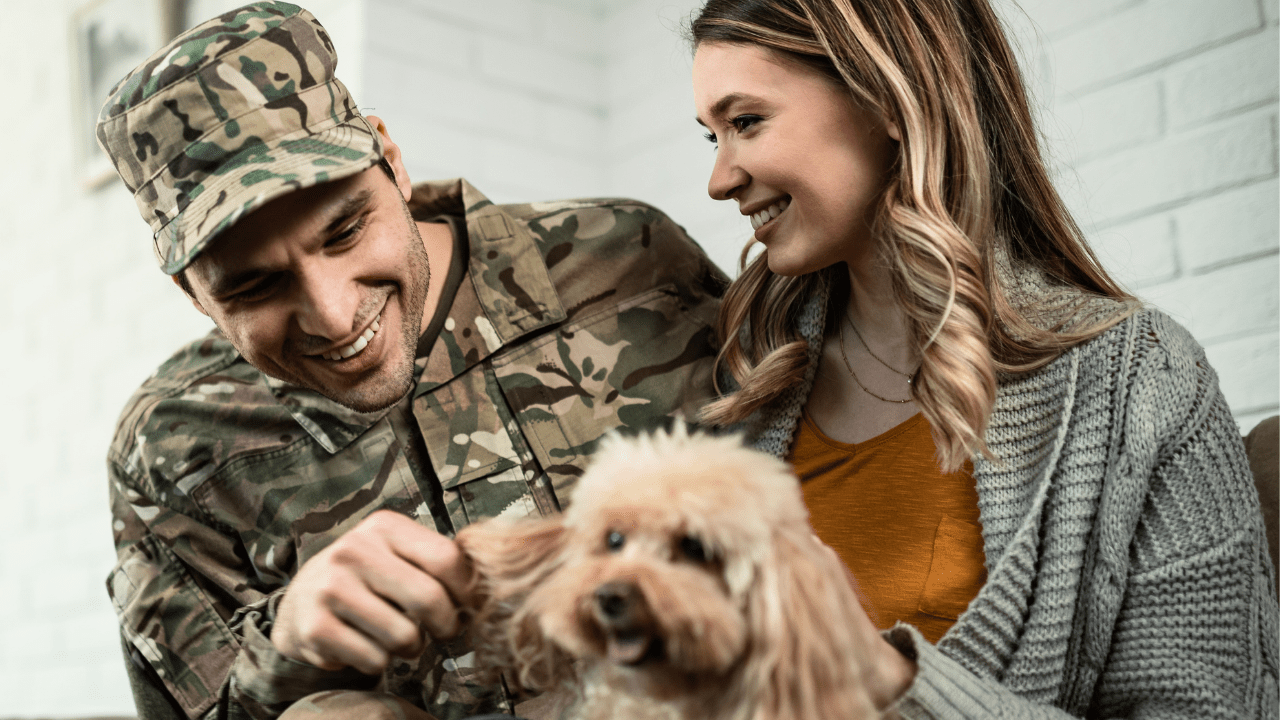 couple with dog