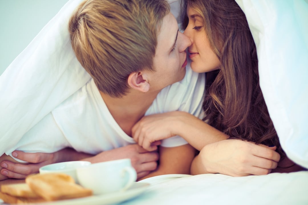 couple about to kiss