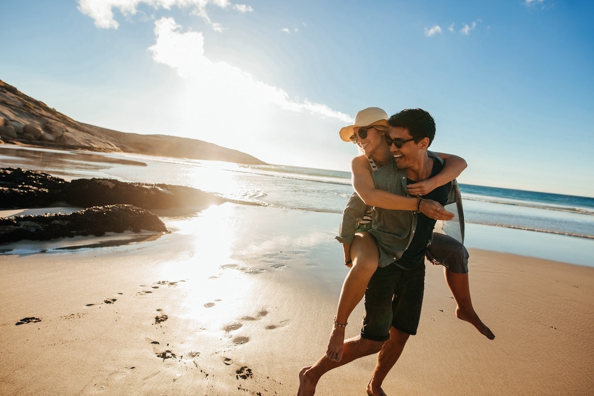 couple happy on a beach